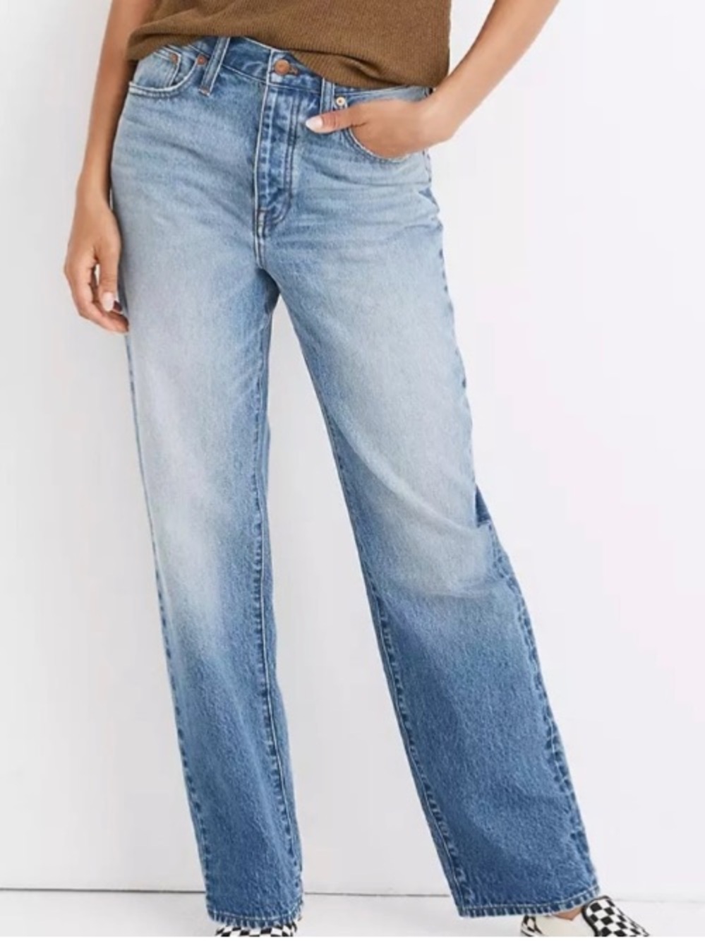Madewell The Dad Jean Size 26 Medium Blue Wash Button Fly High Rise